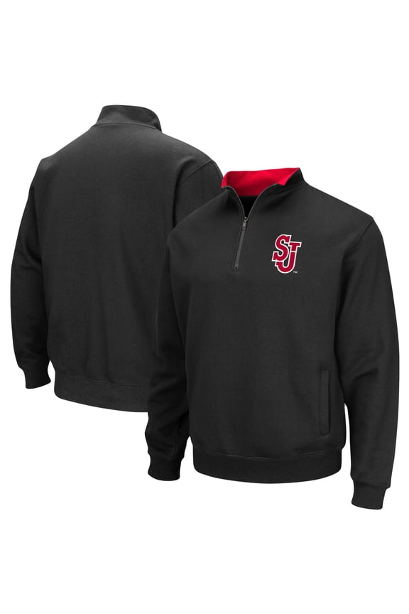 Men's Colosseum Black St. John's Red Storm Tortugas Logo Quarter-Zip Jacket
