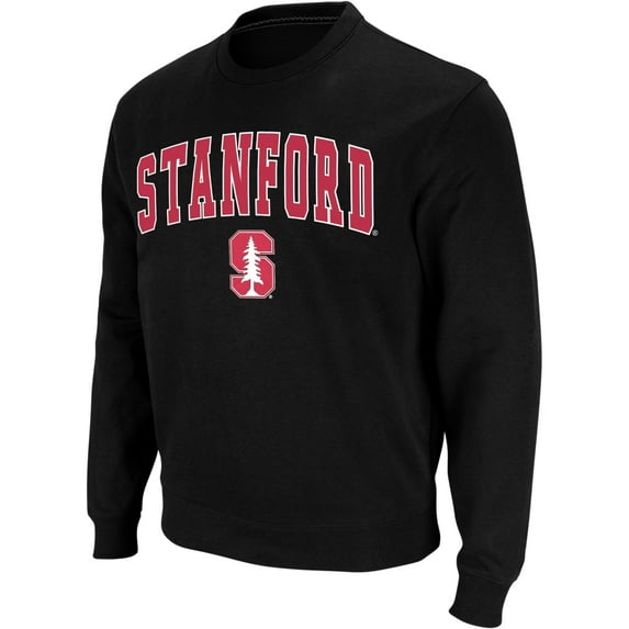 Men's Colosseum Black Stanford Cardinal Arch & Logo Crew Neck Sweatshirt