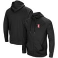 thumbnail image 1 of Men's Colosseum Black Stanford Cardinal Blackout 3.0 Tonal Raglan Full-Zip Hoodie, 1 of 3