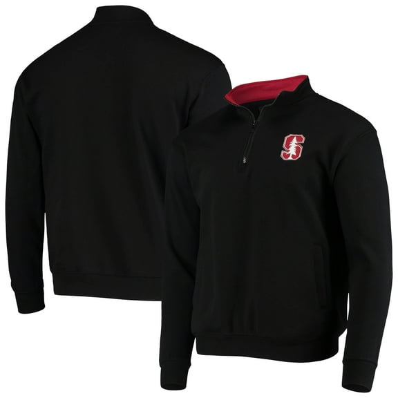 Men's Colosseum Black Stanford Cardinal Tortugas Logo Quarter-Zip Jacket