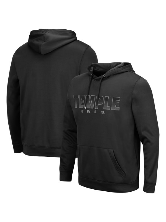 Men's Colosseum Black Temple Owls Blackout 3.0 Pullover Hoodie
