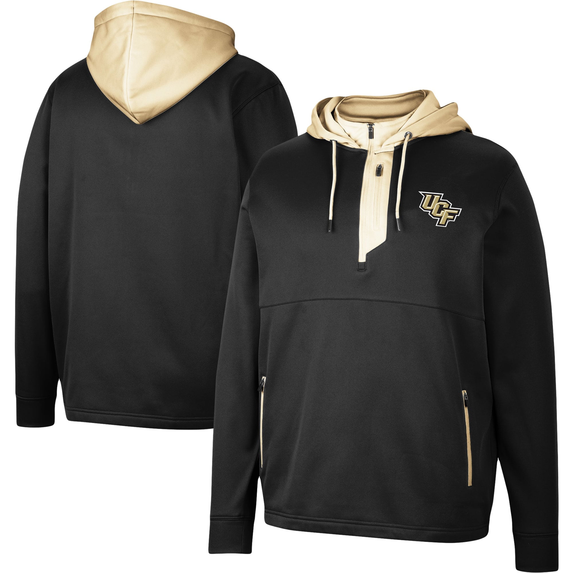 Men s Colosseum Black UCF Knights Luge 3.0 Quarter Zip Hoodie