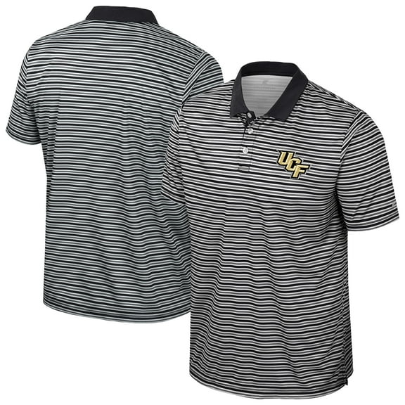 Men's Colosseum Black UCF Knights Striped Polo