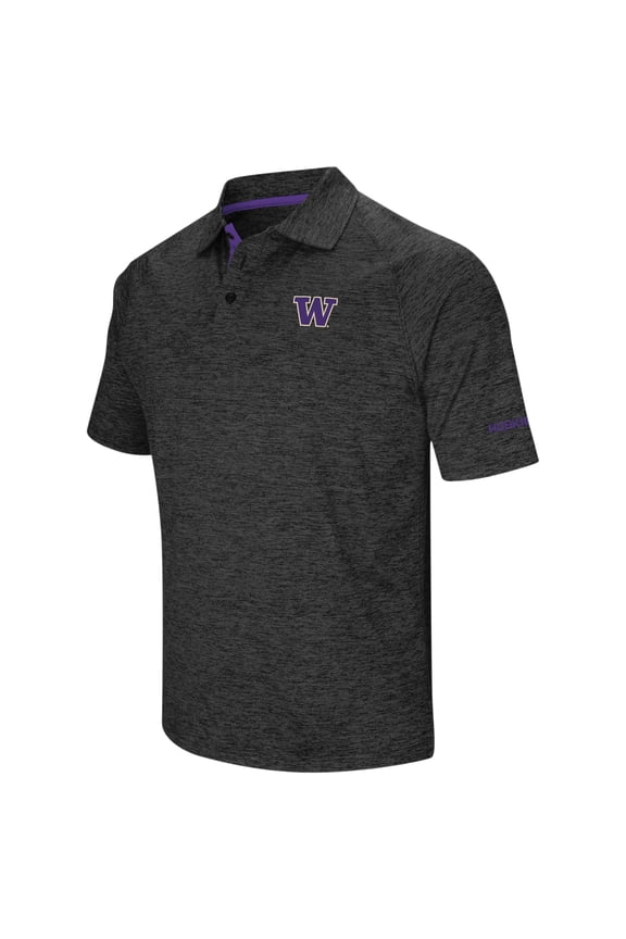 Men's Colosseum Black Washington Huskies Big & Tall Down Swing Polo