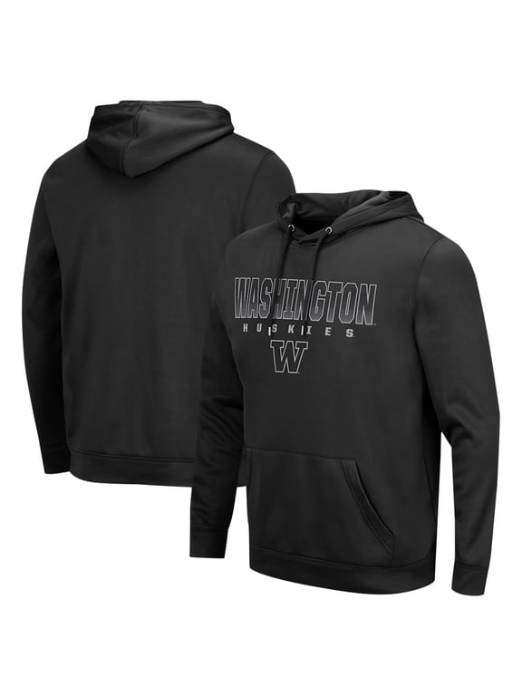 Men's Colosseum Black Washington Huskies Blackout 3.0 Pullover Hoodie