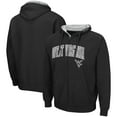 thumbnail image 1 of Men's Colosseum Black West Virginia Mountaineers Arch & Logo 3.0 Full-Zip Hoodie, 1 of 3
