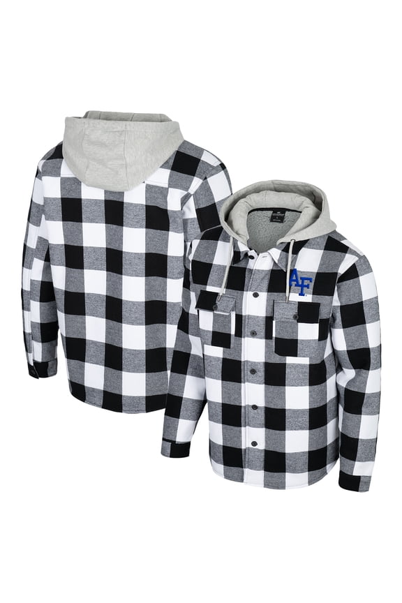 Men's Colosseum Black/White Air Force Falcons Buffalo Plaid Full-Zip Jacket