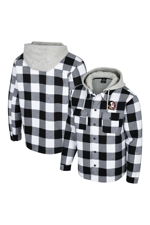 Men's Colosseum Black/White Florida State Seminoles Buffalo Plaid Full-Zip Jacket