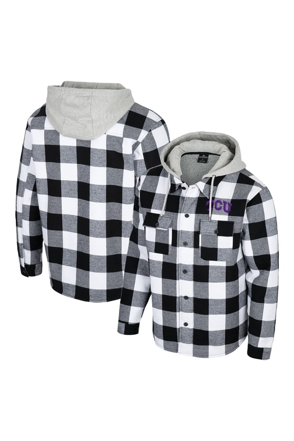 Men's Colosseum Black/White TCU Horned Frogs Buffalo Plaid Full-Zip Jacket