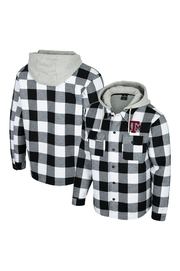 Men's Colosseum Black/White Texas A&M Aggies Buffalo Plaid Full-Zip Jacket