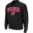 thumbnail image 1 of Men's Colosseum Black Wisconsin Badgers Arch & Logo Crew Neck Sweatshirt, 1 of 4
