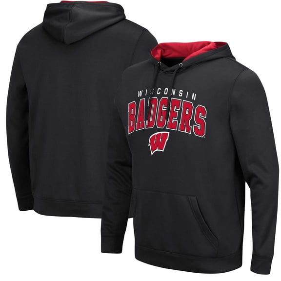 Men's Colosseum Black Wisconsin Badgers Resistance-Pullover Hoodie
