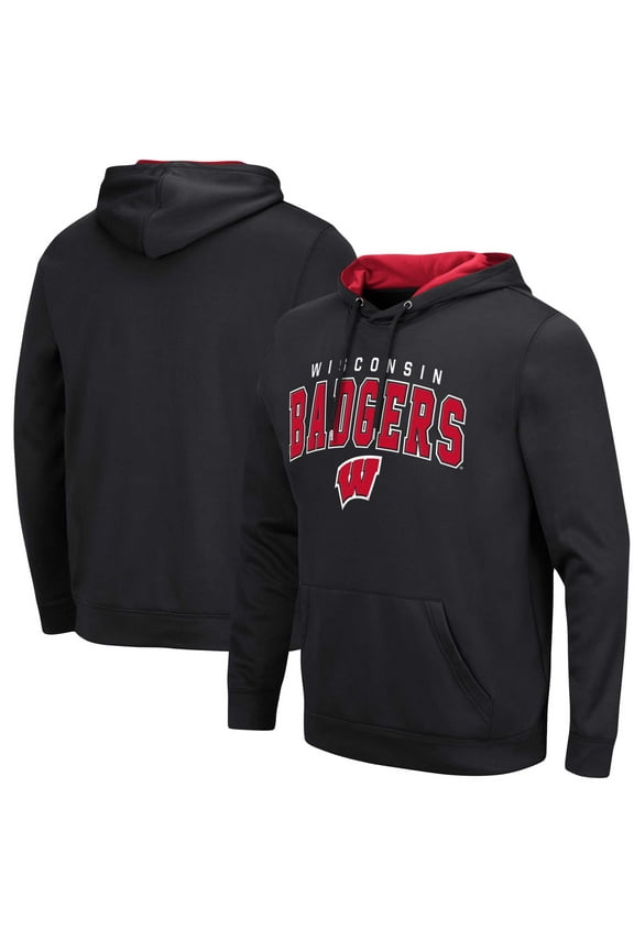 Men's Colosseum Black Wisconsin Badgers Resistance-Pullover Hoodie