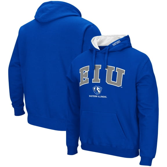 Men's Colosseum Blue Eastern Illinois Panthers Arch & Logo 3.0 Pullover Hoodie