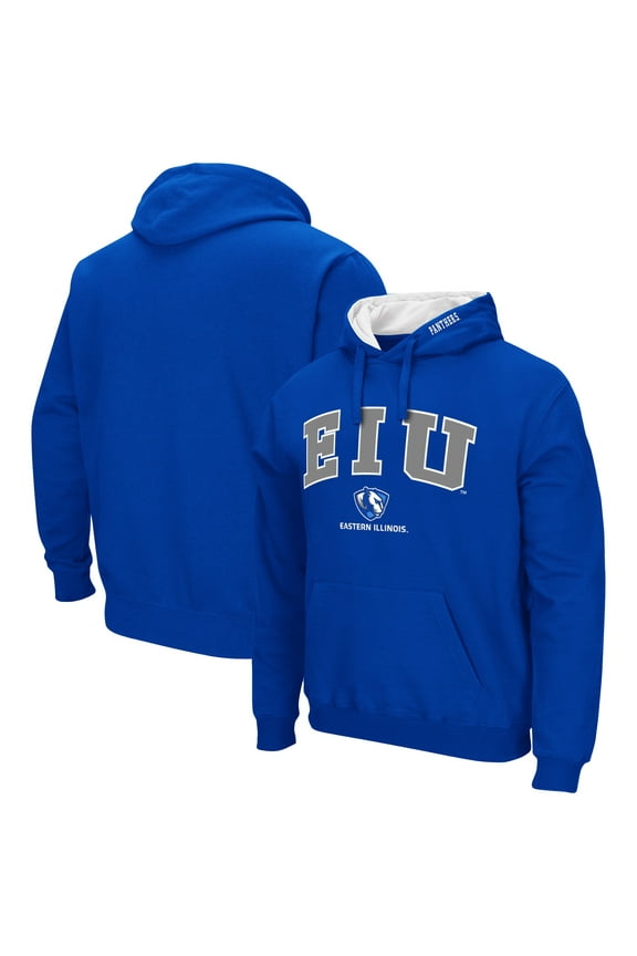 Men's Colosseum Blue Eastern Illinois Panthers Arch & Logo 3.0 Pullover Hoodie
