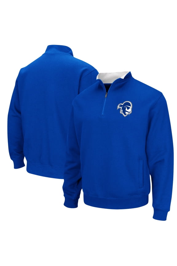 Men's Colosseum Blue Seton Hall Pirates Tortugas Logo Quarter-Zip Jacket