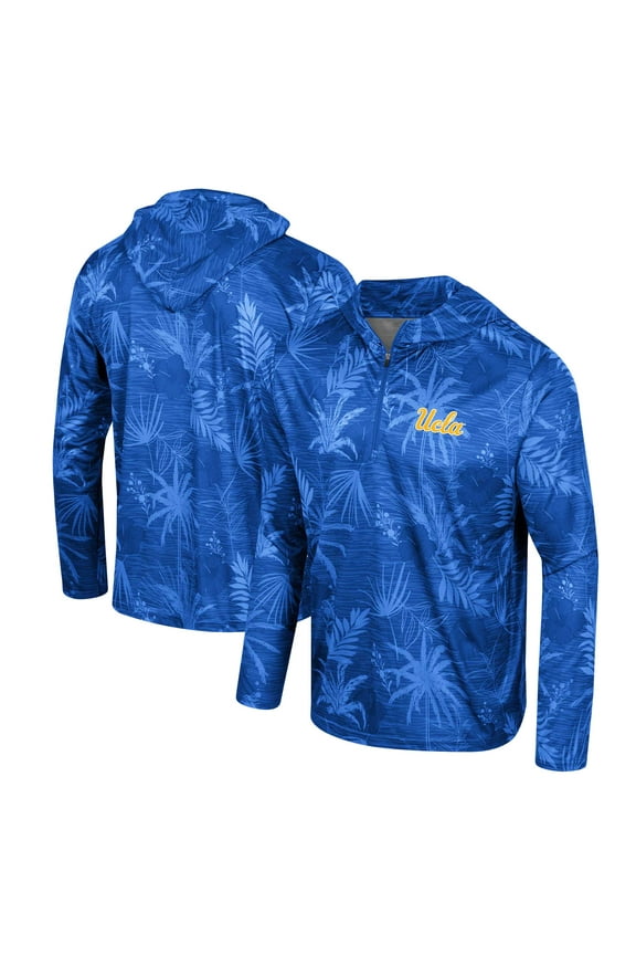 Men's Colosseum Blue UCLA Bruins Palms Printed Lightweight Quarter-Zip Hooded Top