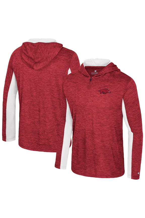 Men's Colosseum Cardinal Arkansas Razorbacks Always Sunny Quarter-Zip Hoodie