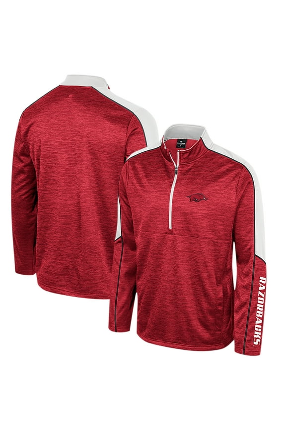 Men's Colosseum Cardinal Arkansas Razorbacks Marled Half-Zip Jacket