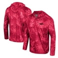 thumbnail image 1 of Men's Colosseum Cardinal Arkansas Razorbacks Palms Printed Lightweight Quarter-Zip Hooded Top, 1 of 3