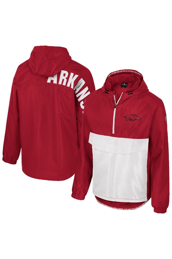 Men's Colosseum  Cardinal Arkansas Razorbacks Reloaded Anorak Half-Zip Jacket