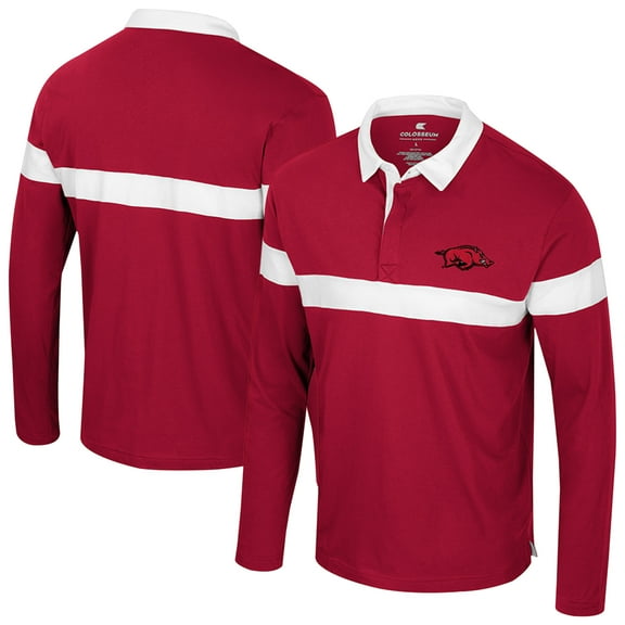 Men's Colosseum Cardinal Arkansas Razorbacks Too Cool For School Long Sleeve Polo