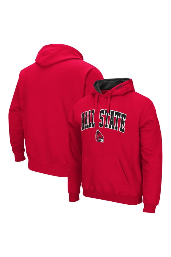 Men's Colosseum Cardinal Ball State Cardinals Arch & Logo 3.0 Pullover Hoodie