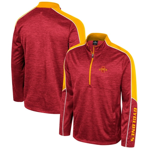 Men's Colosseum Cardinal Iowa State Cyclones Marled Half-Zip Jacket