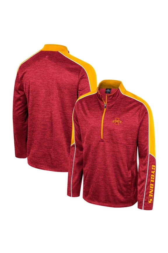 Men's Colosseum Cardinal Iowa State Cyclones Marled Half-Zip Jacket