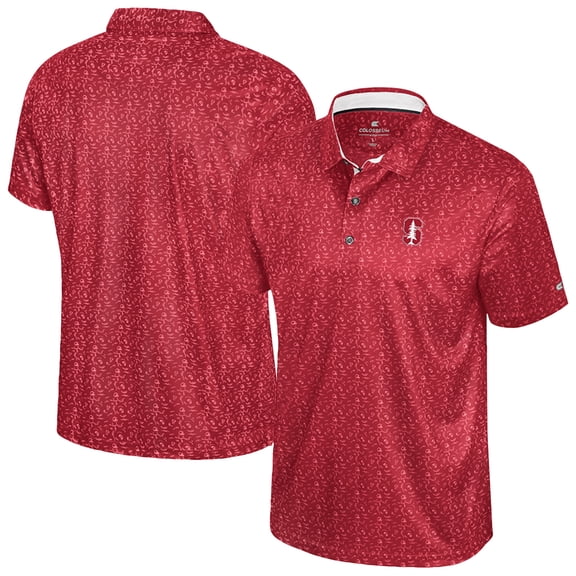 Men's Colosseum Cardinal Stanford Cardinal Football Print Polo