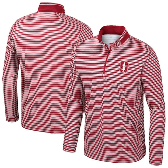 Men's Colosseum Cardinal Stanford Cardinal Striped Quarter-Zip Top
