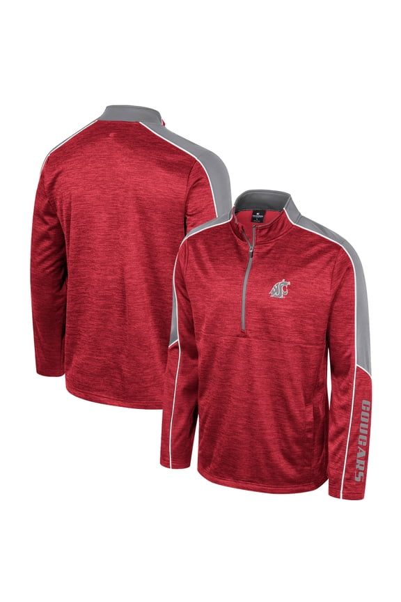 Men's Colosseum Cardinal Washington State Cougars Marled Half-Zip Jacket