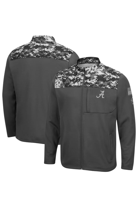 Men's Colosseum Charcoal Alabama Crimson Tide OHT Military Appreciation Digi Camo Full-Zip Jacket
