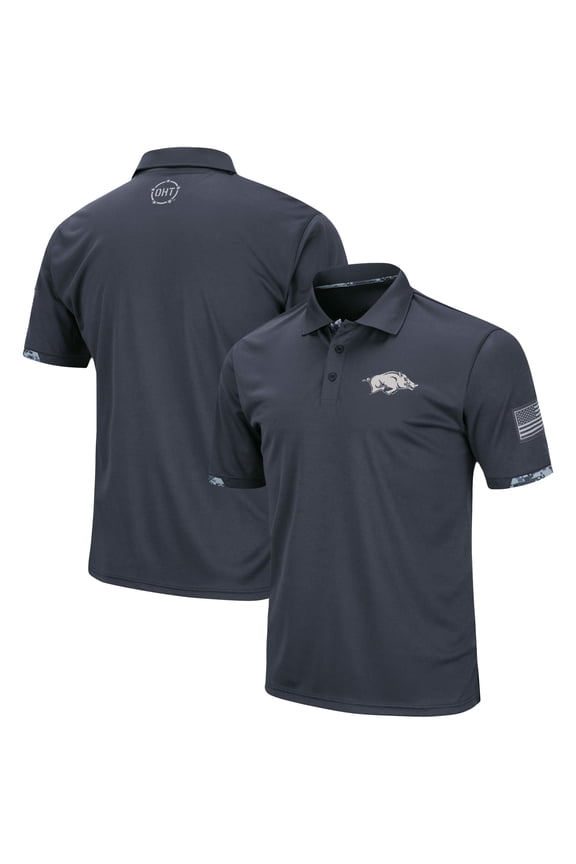 Men's Colosseum Charcoal Arkansas Razorbacks Big & Tall OHT Military Appreciation Digital Camo Polo