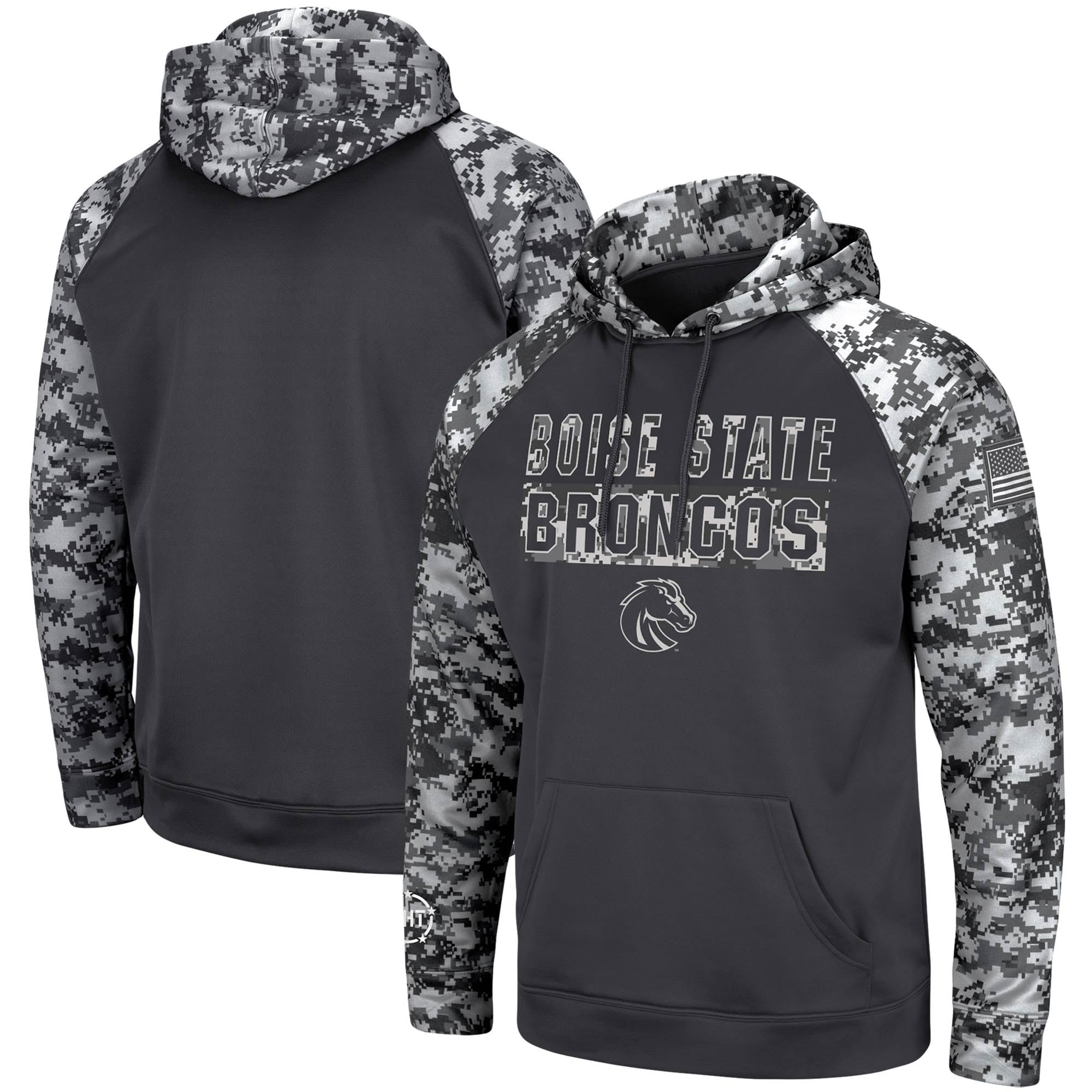 Men's Colosseum Black Boise State Broncos OHT Military Appreciation Hoodie  Long Sleeve T-Shirt