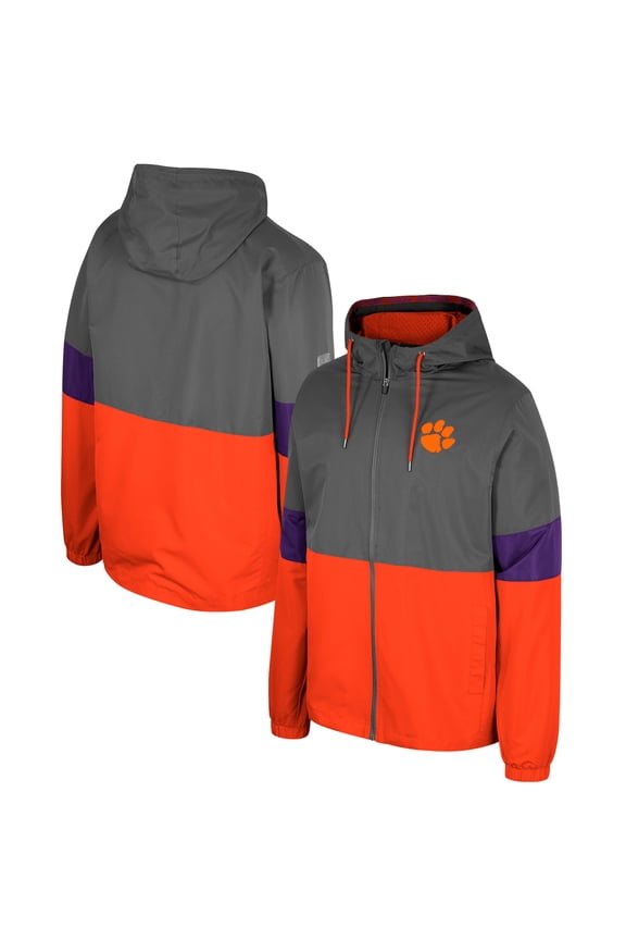 Men's Colosseum Charcoal Clemson Tigers Miles Full-Zip Jacket