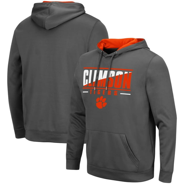 Men's Colosseum Charcoal Clemson Tigers Slash Stack 2.0 Pullover Hoodie ...