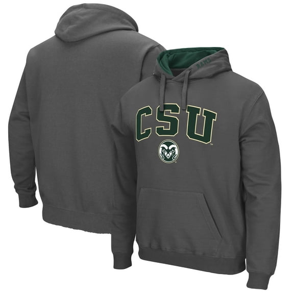 Men's Colosseum Charcoal Colorado State Rams Arch & Logo 3.0 Pullover Hoodie