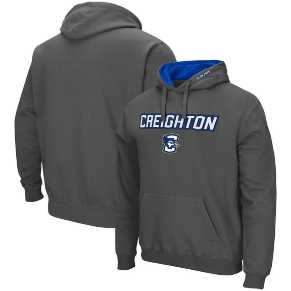 Men's Colosseum Charcoal Creighton Bluejays Arch & Logo 3.0 Pullover Hoodie
