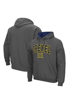 Men's Colosseum Charcoal Drexel Dragons Arch & Logo 3.0 Pullover Hoodie