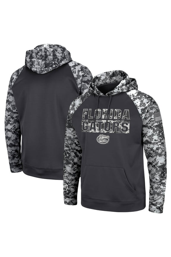 Men's Colosseum Charcoal Florida Gators OHT Military Appreciation Digital Camo Pullover Hoodie