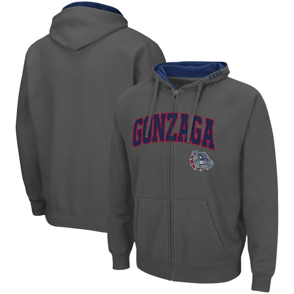 Men's Colosseum Charcoal Gonzaga Bulldogs Arch & Logo 3.0 Full-Zip Hoodie