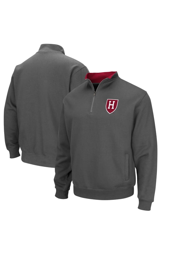 Men's Colosseum Charcoal Harvard Crimson Tortugas Team Logo Quarter-Zip Jacket