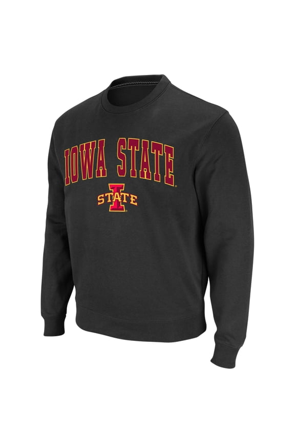 Men's Colosseum Charcoal Iowa State Cyclones Arch & Logo Crew Neck Sweatshirt