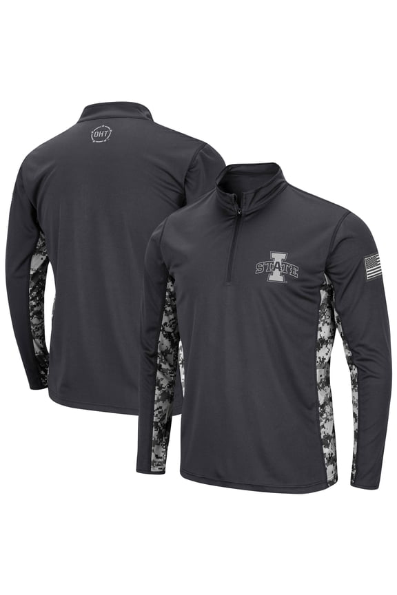 Men's Colosseum Charcoal Iowa State Cyclones OHT Military Appreciation Digital Camo Lightweight Quarter-Zip Pullover