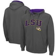 thumbnail image 1 of Men's Colosseum Charcoal LSU Tigers Arch & Logo 3.0 Full-Zip Hoodie, 1 of 3