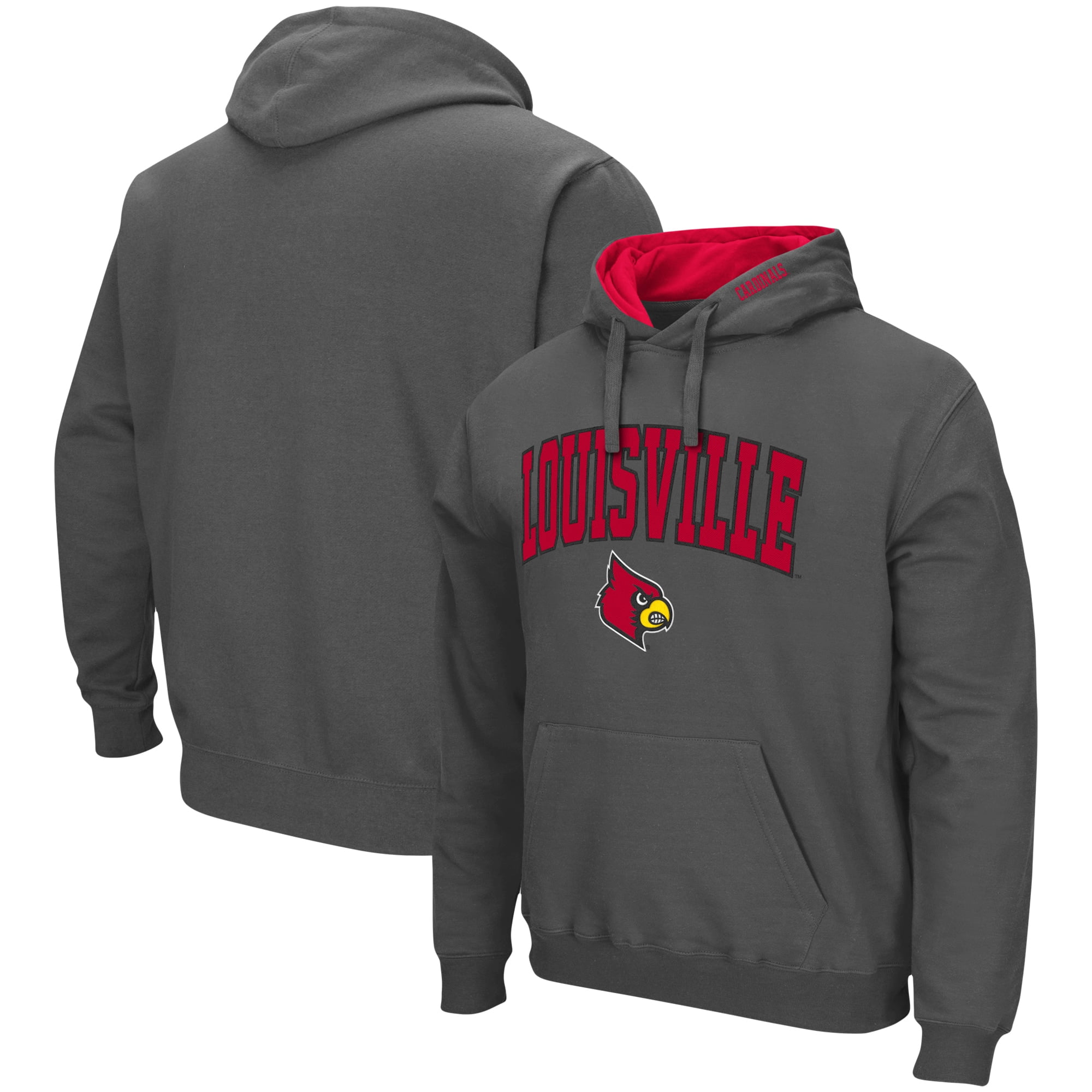 Men's Colosseum White Louisville Cardinals Arch & Logo 3.0 Pullover Hoodie