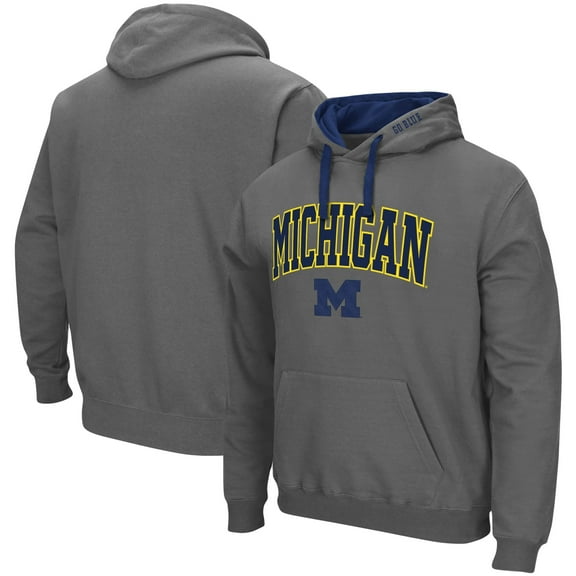 Men's Colosseum Charcoal Michigan Wolverines Big & Tall Arch & Logo 2.0 Pullover Hoodie