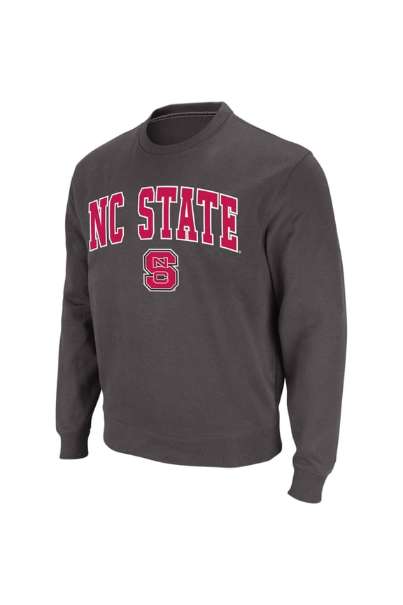 Men's Colosseum Charcoal NC State Wolfpack Arch & Logo Crew Neck Sweatshirt