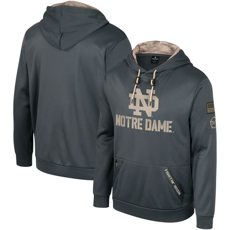 Men s Colosseum Charcoal Notre Dame Fighting Irish OHT Military Appreciation Pullover Hoodie Walmart